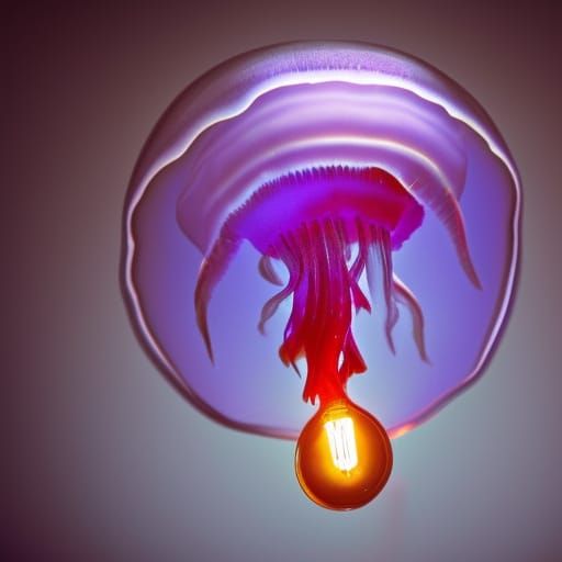 Glowing Jellyfish in Light Bulb: Bokeh Photography