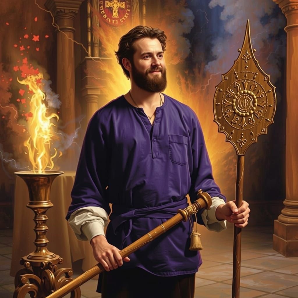 Man Before Altar in Baroque Style