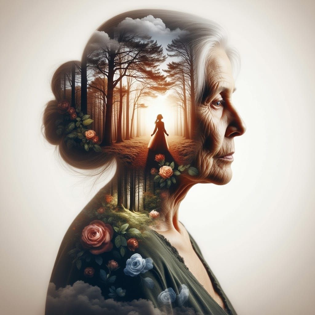 Evocative Double Exposure Image of Soft Memories