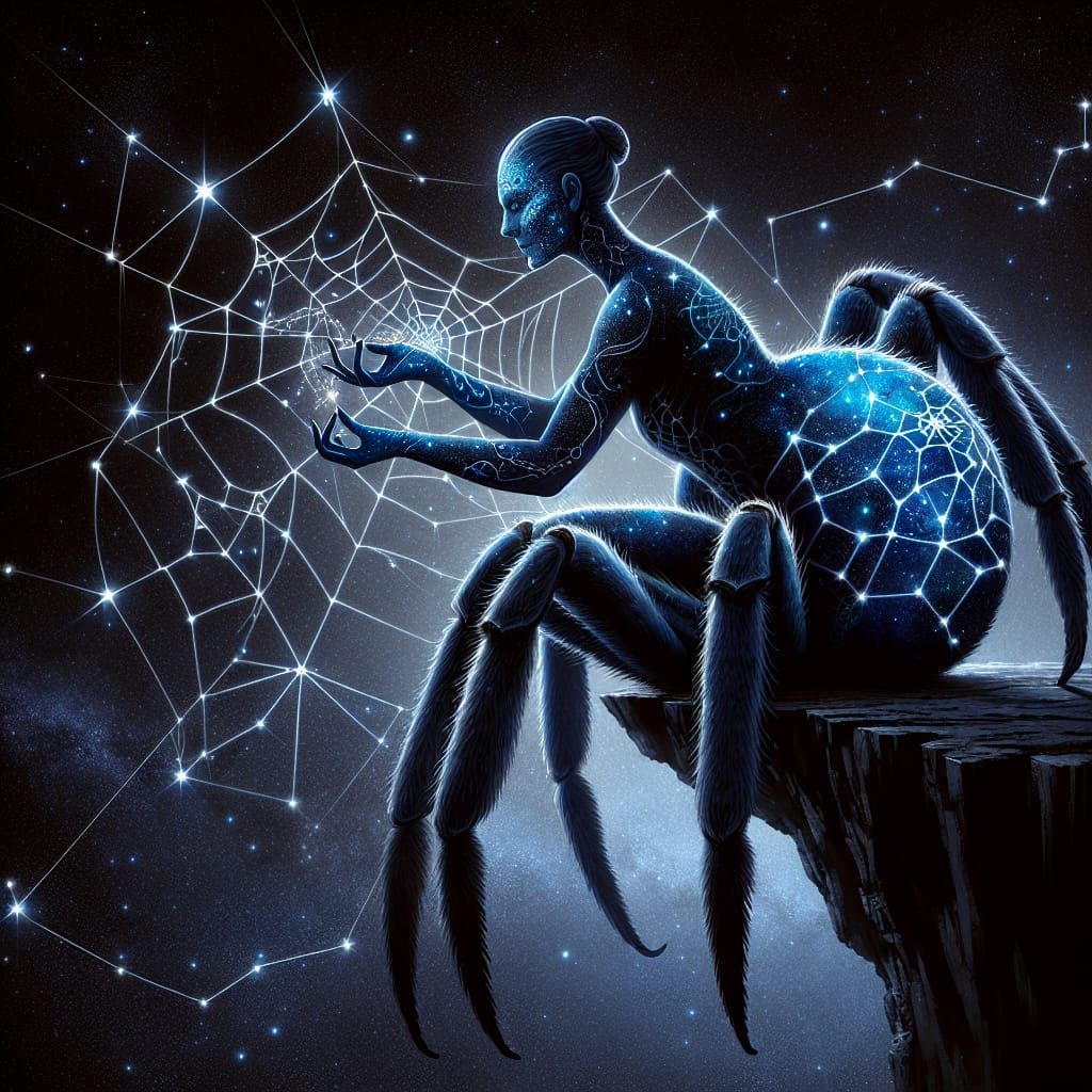 Cosmic Arachne Weaving a Constellation Web