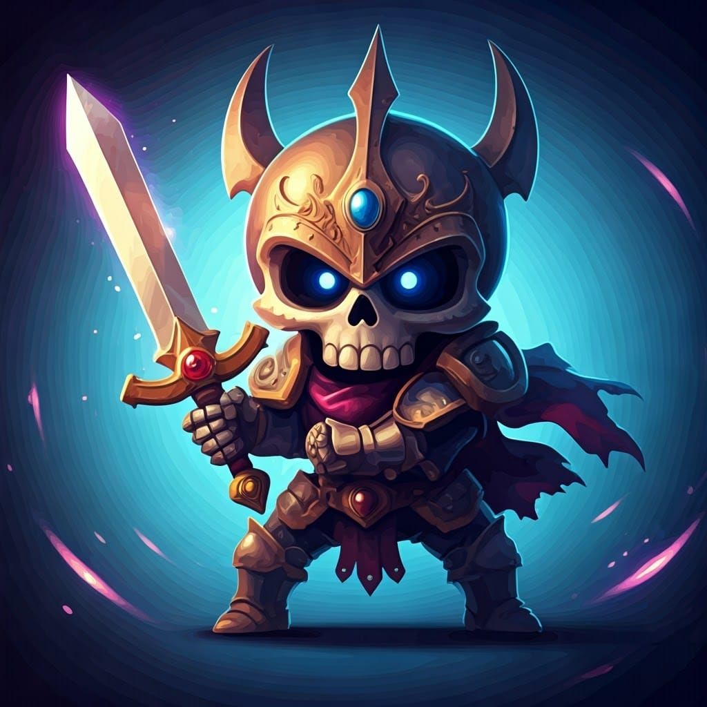 Pixar-Style Skeleton Warrior in Miniature Armor