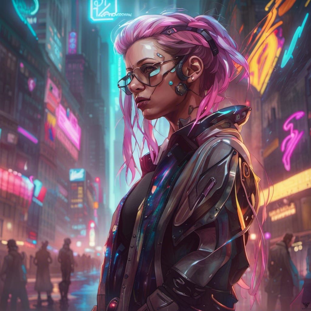 Cyberpunk Hipster Portrait in Volumetric Lighting