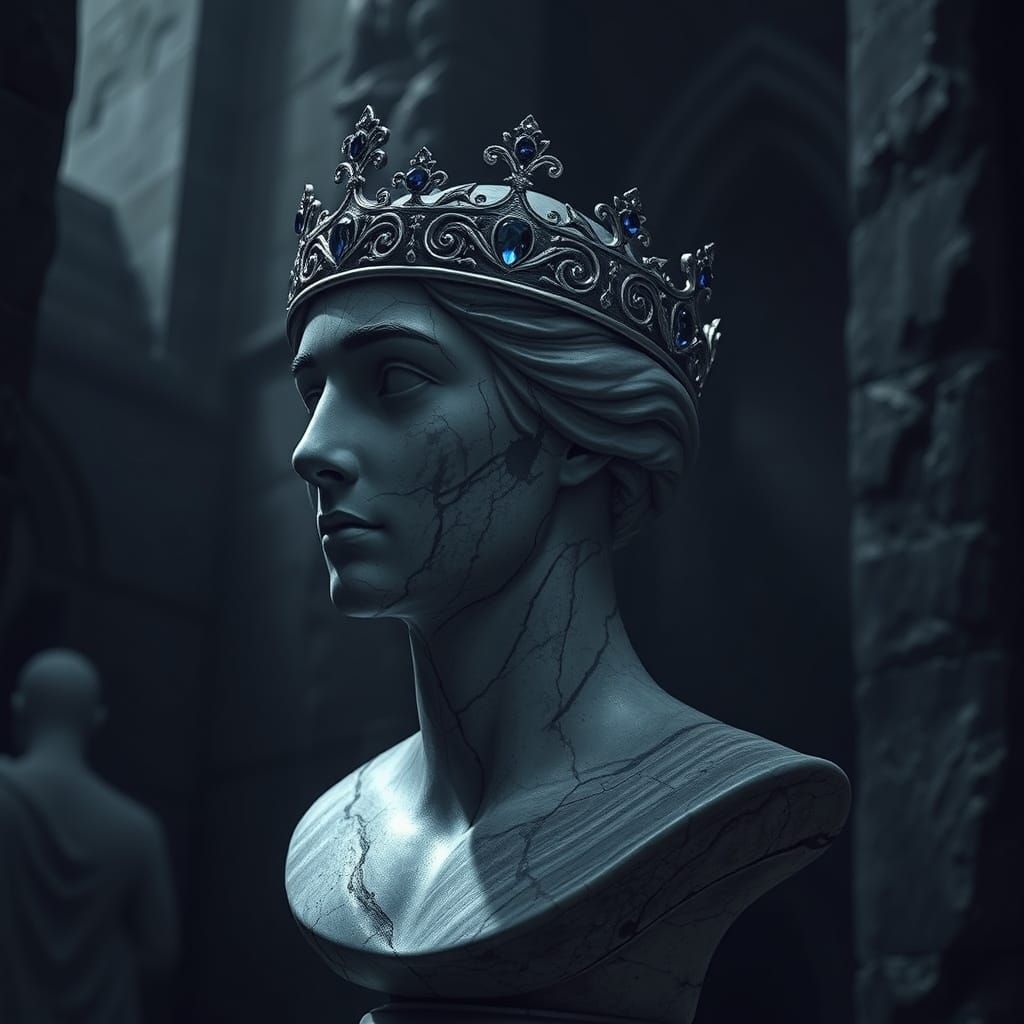 Diadem on Bust in Hogwarts Tower: Dark Academia Style