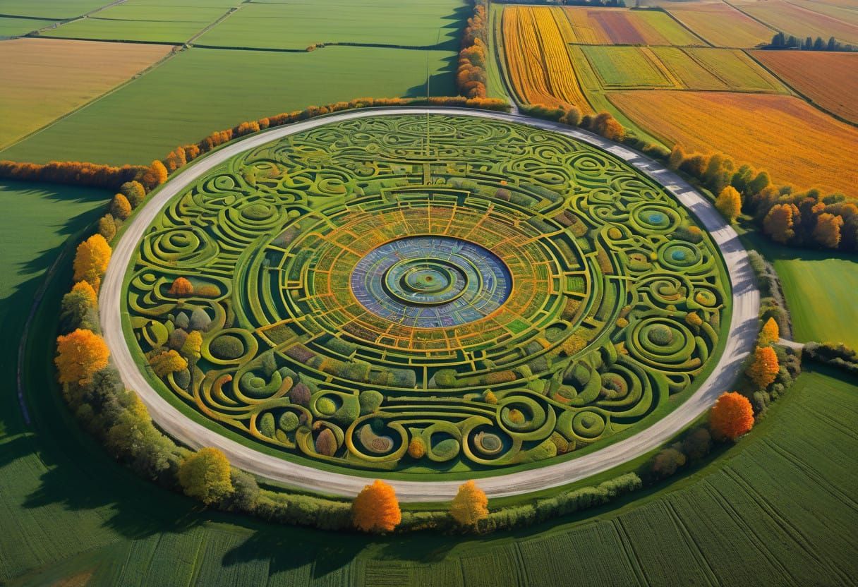 Intricate Alien Crop Circles in Autumn Colors