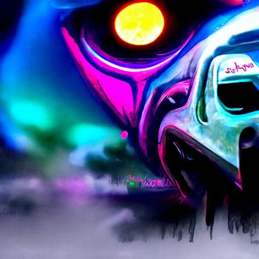 Majora's Mask in Synthwave Neon Style