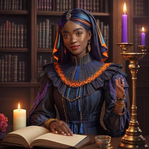 Girl Reading by Candlelight in Hyperrealistic Style