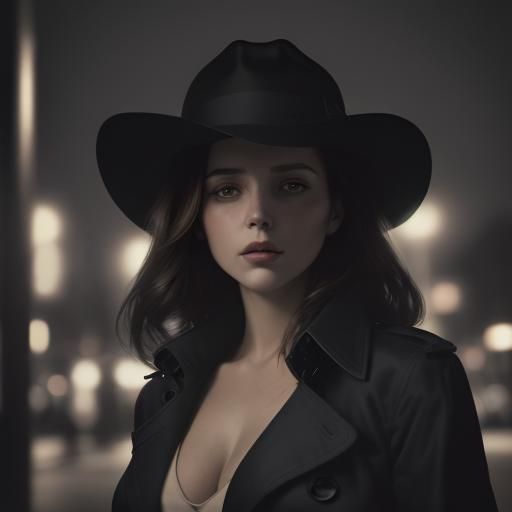 Film Noir Portrait of Woman in Fedora