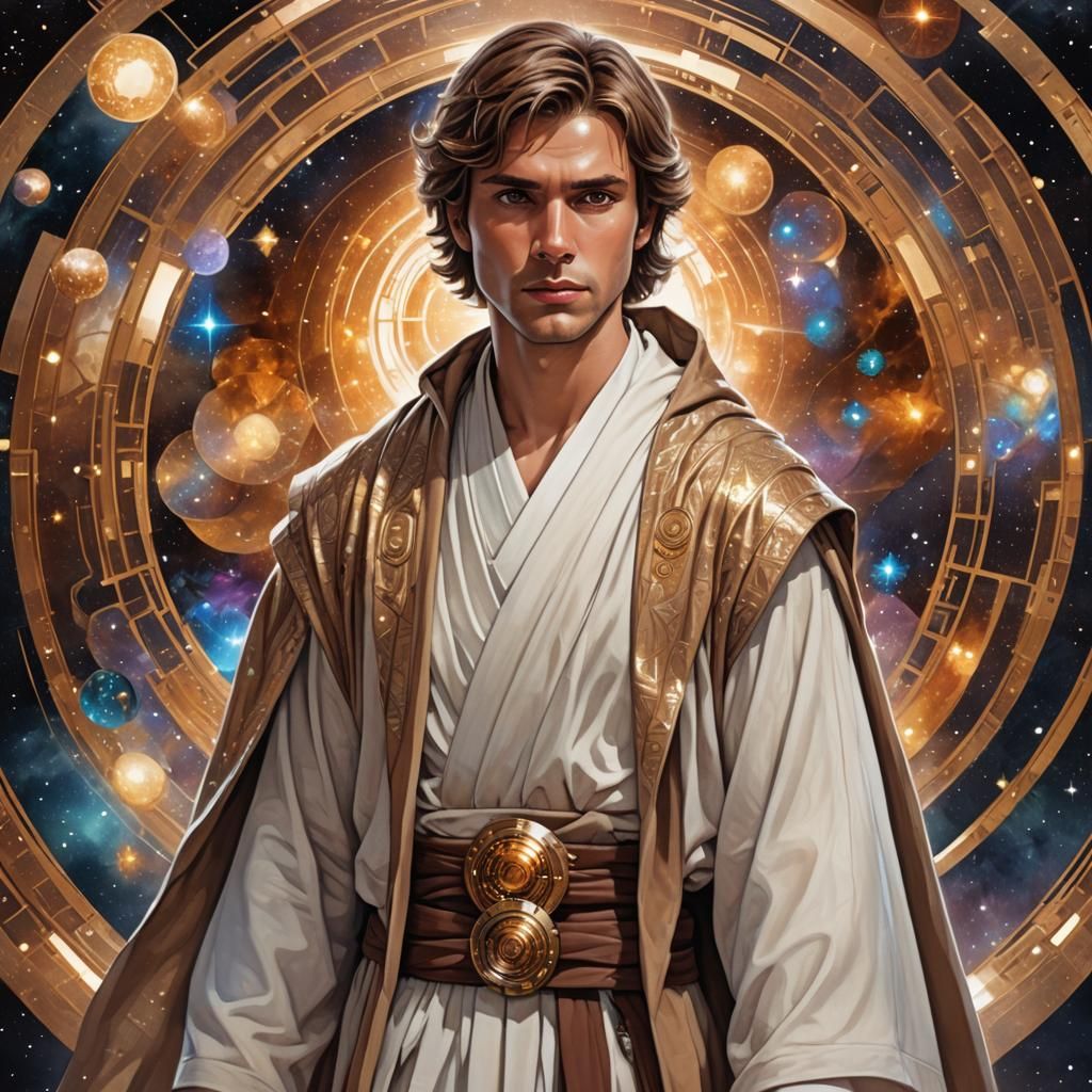 Jedi Knight in Cosmic Astral Illustration