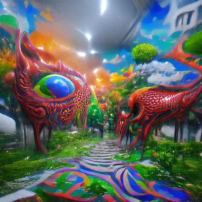 Psychedelic 3D Art: AI Learning Concept in Green