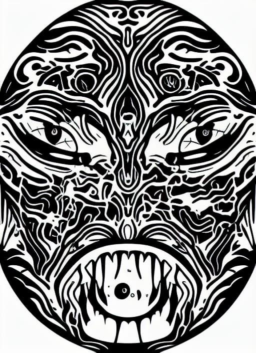 High Contrast Skinwalker Face in Digital Vector Art