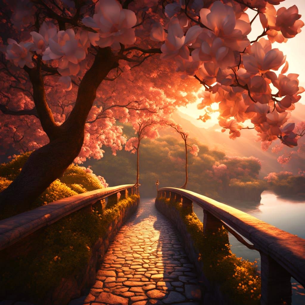 Epic Sunset Bridge with Majestic Ivy and River Reflections