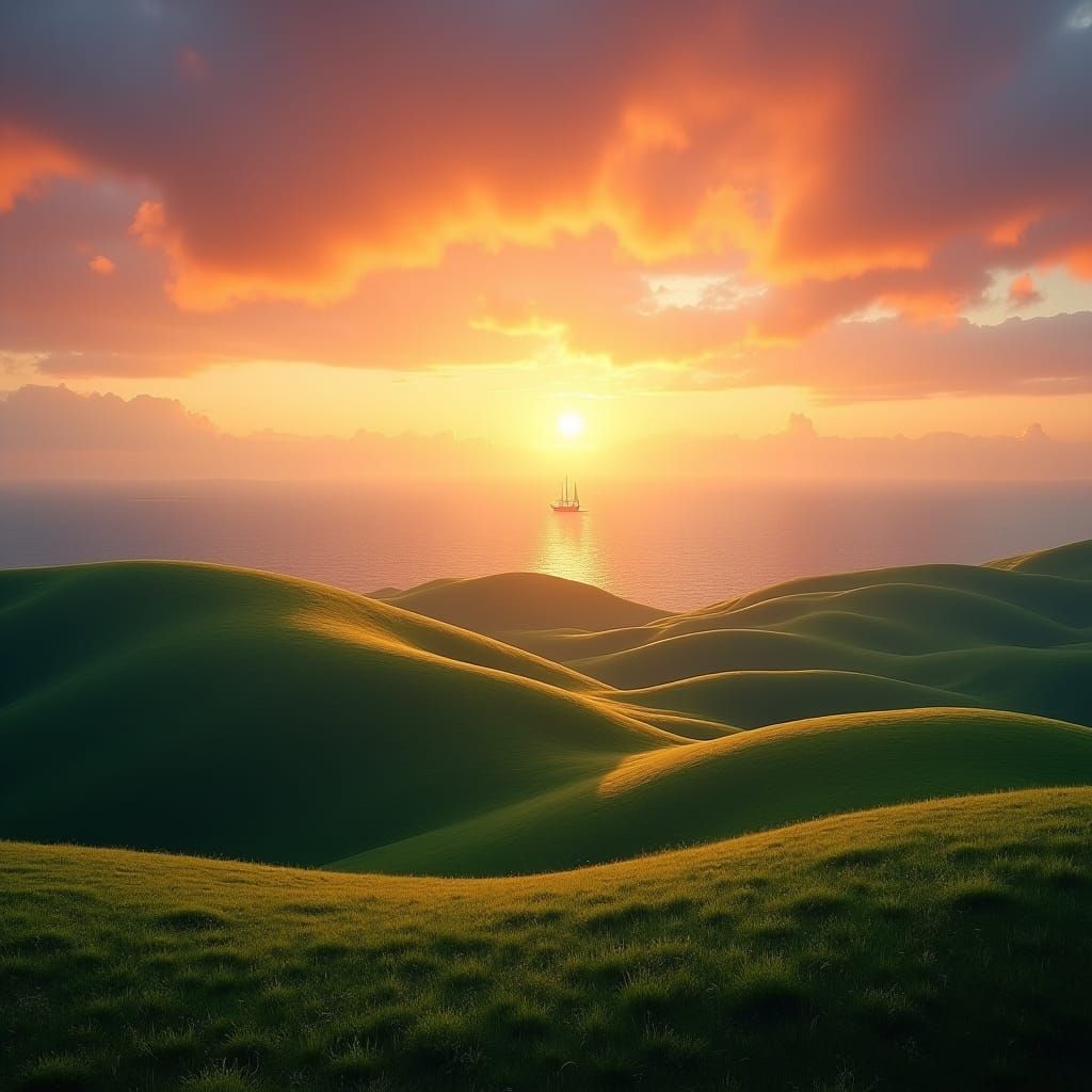 Sunset Over Rolling Hills: A Cinematic Landscape