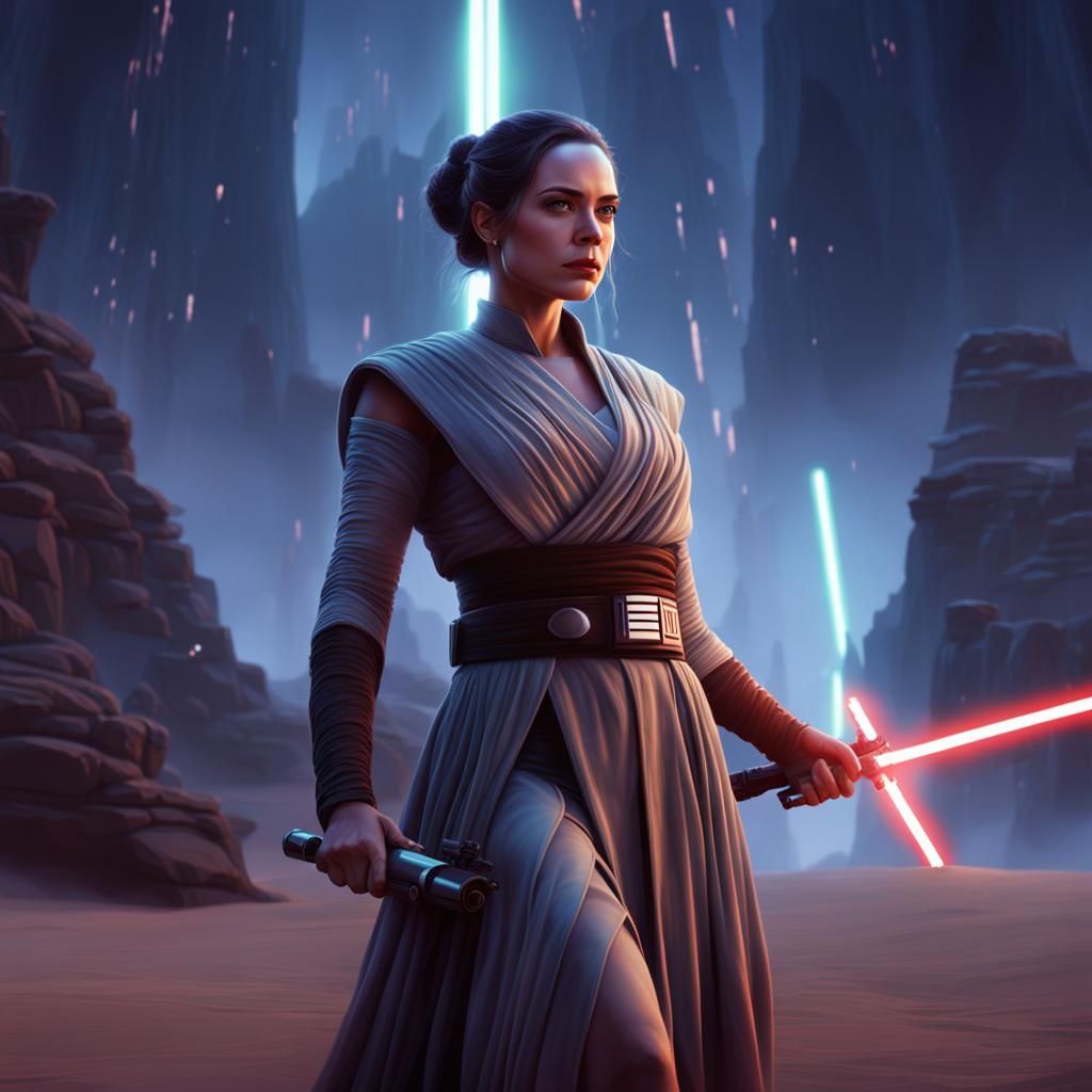 Beautiful Jedi Girl in Star Wars, 4K Digital Art