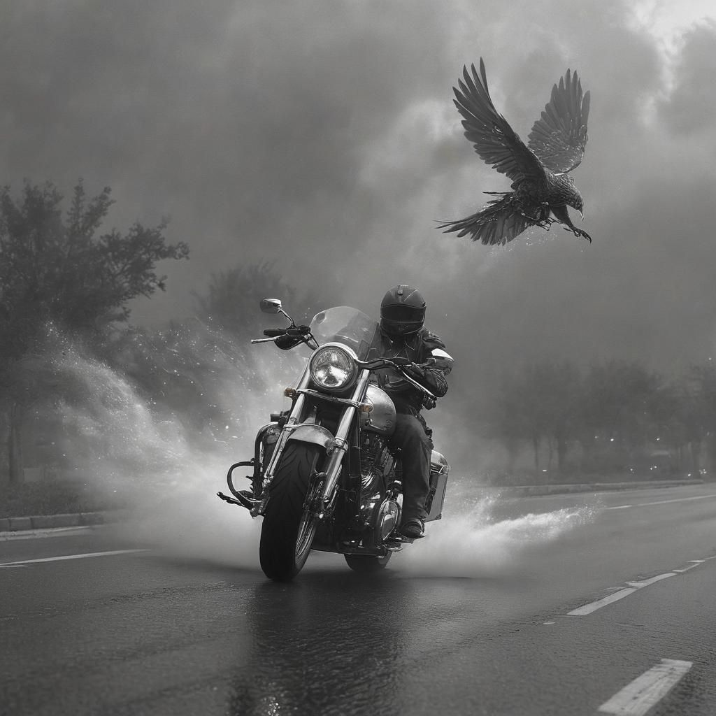 Ethereal Motorcycle Ascends in Whimsical Fantasy Scene