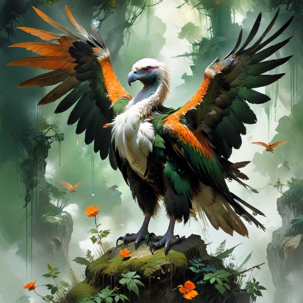 Giant Vulture standing on a mountain Art styled by Minjae Lee, Ana Paula Hoppe...