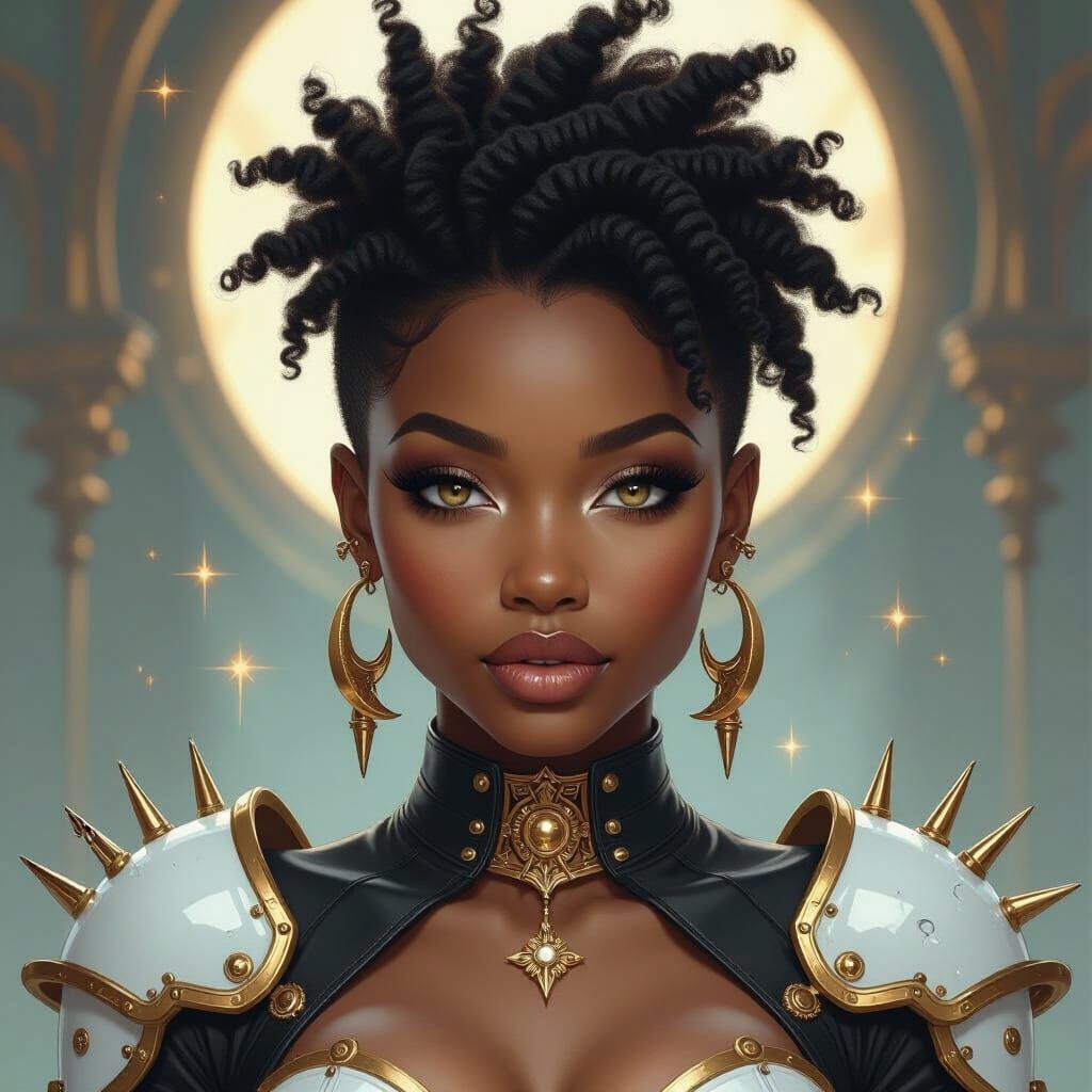 Futuristic Woman with Spiked Hair, in Fantasy Art Style