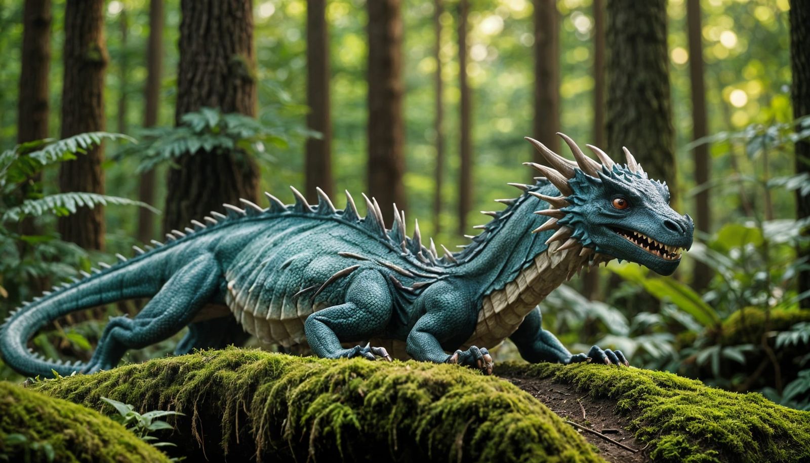 Dragon in Forest Enshrouded in Mysterious Bokeh