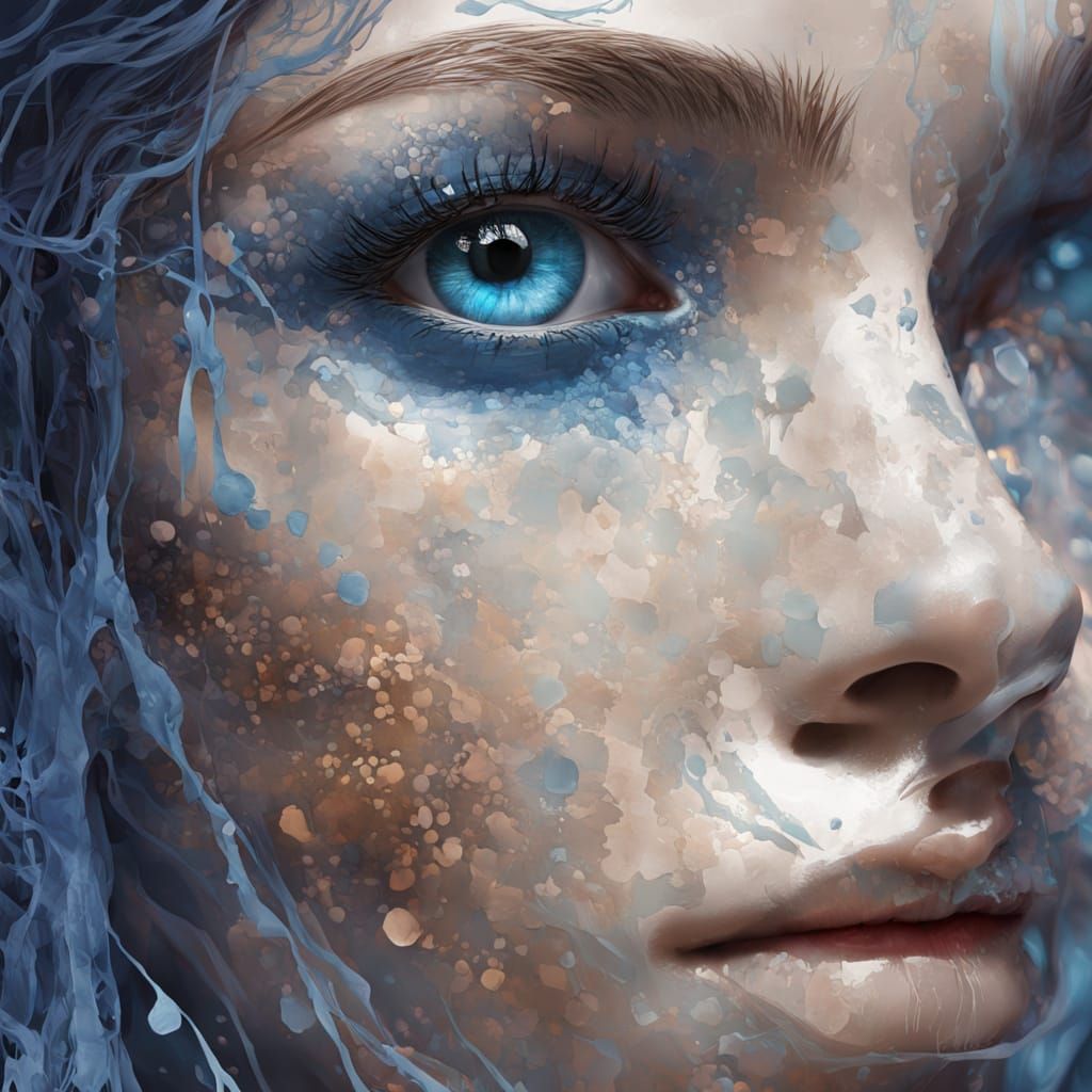Woman with Fractal Skin in Digital Art Style