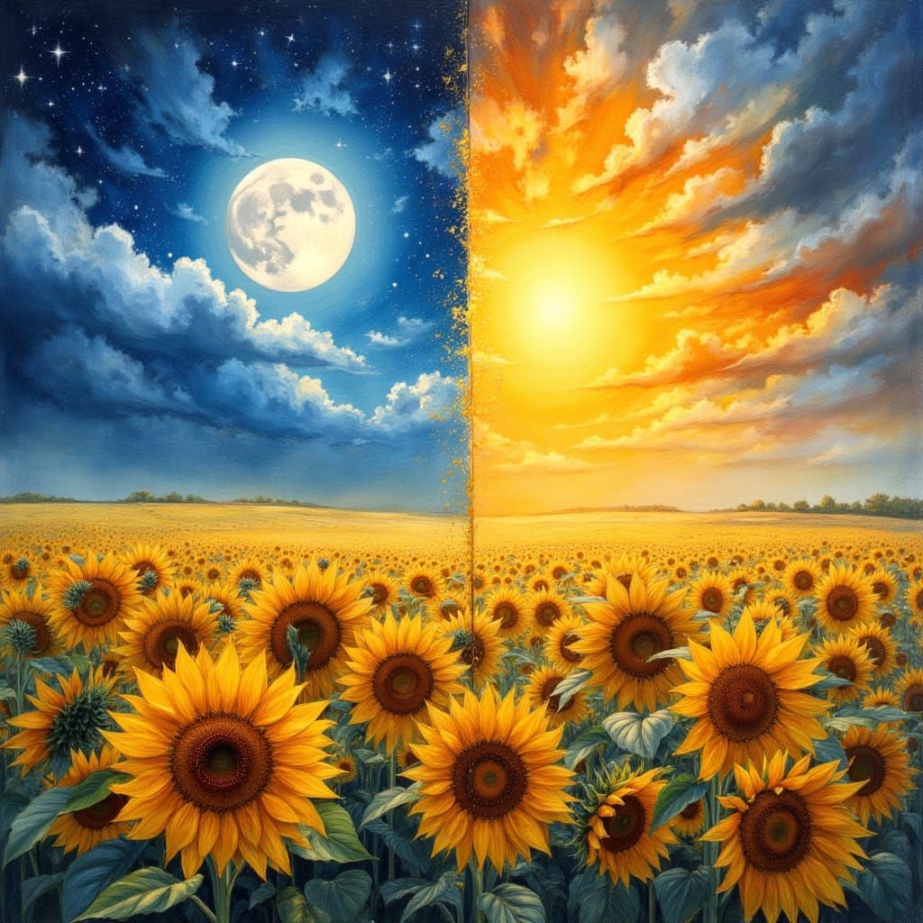 Sun and Moon Watercolor Painting