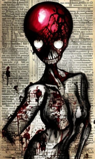 Undead Zombie Balloons in Dark Urban Horror Art