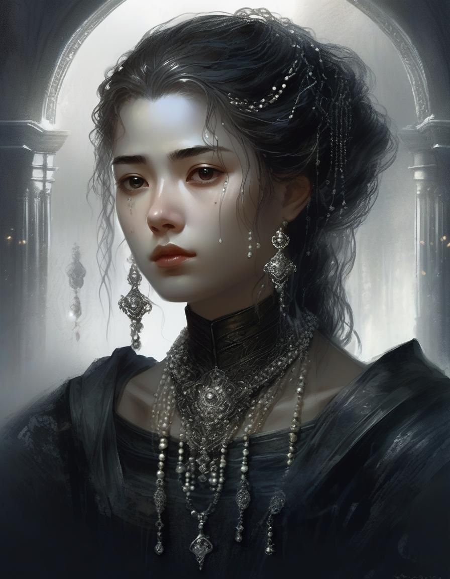 Dark Academia Portrait of a Beautiful Student Lady