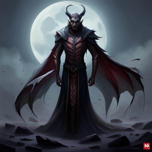 Shadowed Horror: Winged Snake-Headed Demon