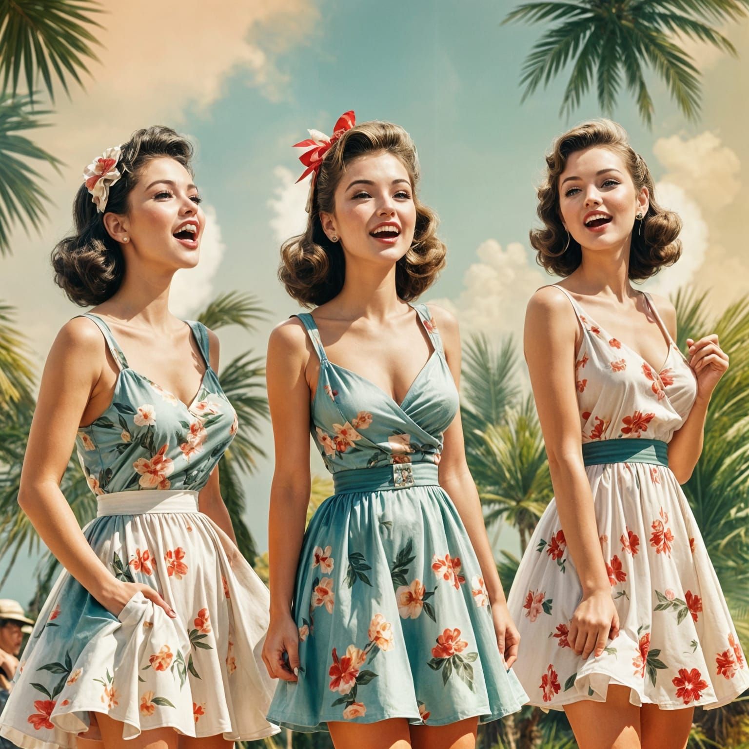 A concert in Vietnam 1968. Art inspired by Gil Elvgren