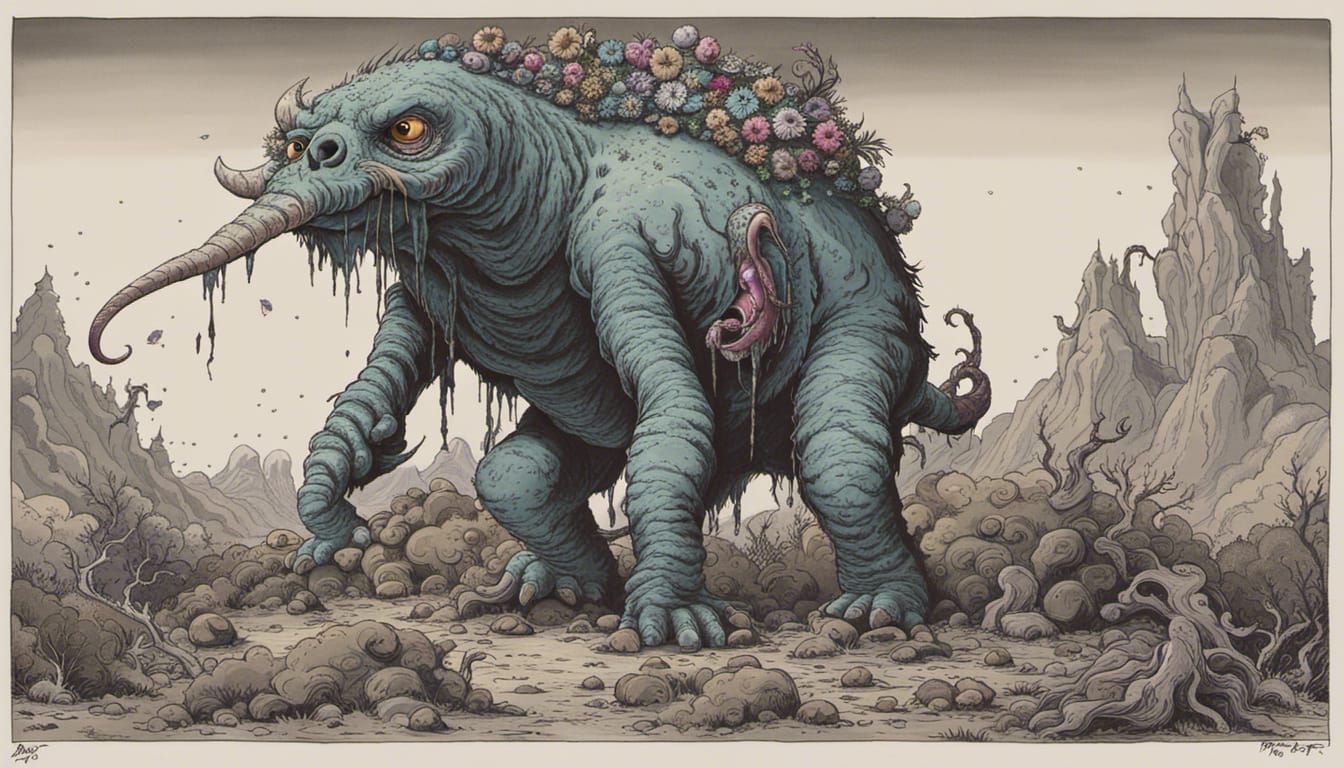 Colorful Meadow Menagerie: An Ink Illustration