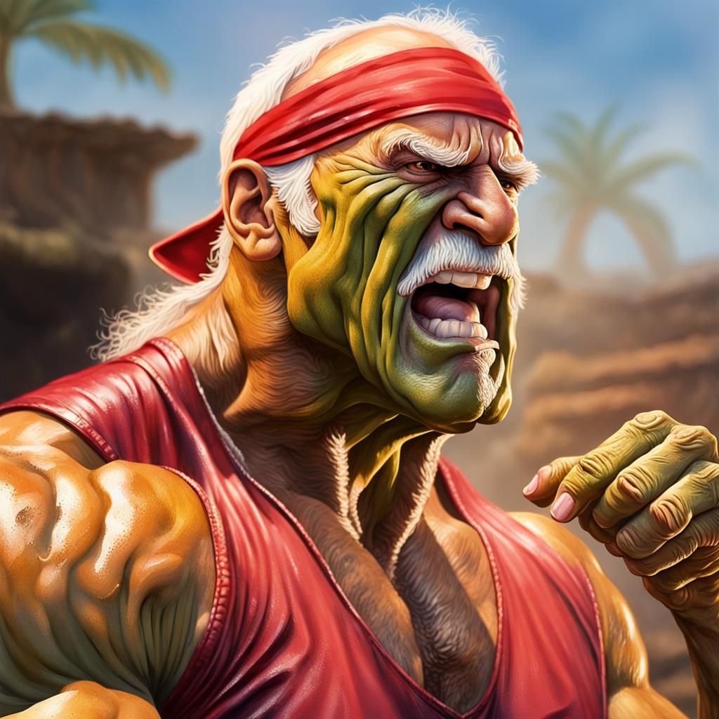 Hyperrealistic Hulk Hogan Eating Manure: Detailed Concept Ar...