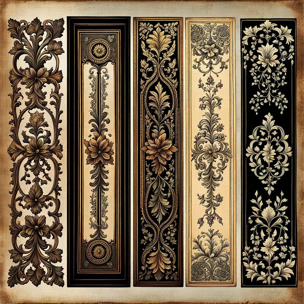 Vintage Rococo Borders with Stained and Worn Texture