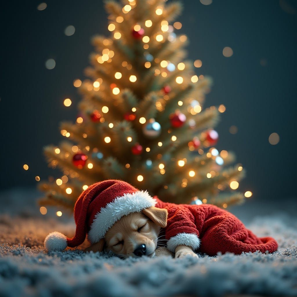 cachorrinho dormindo no natal
