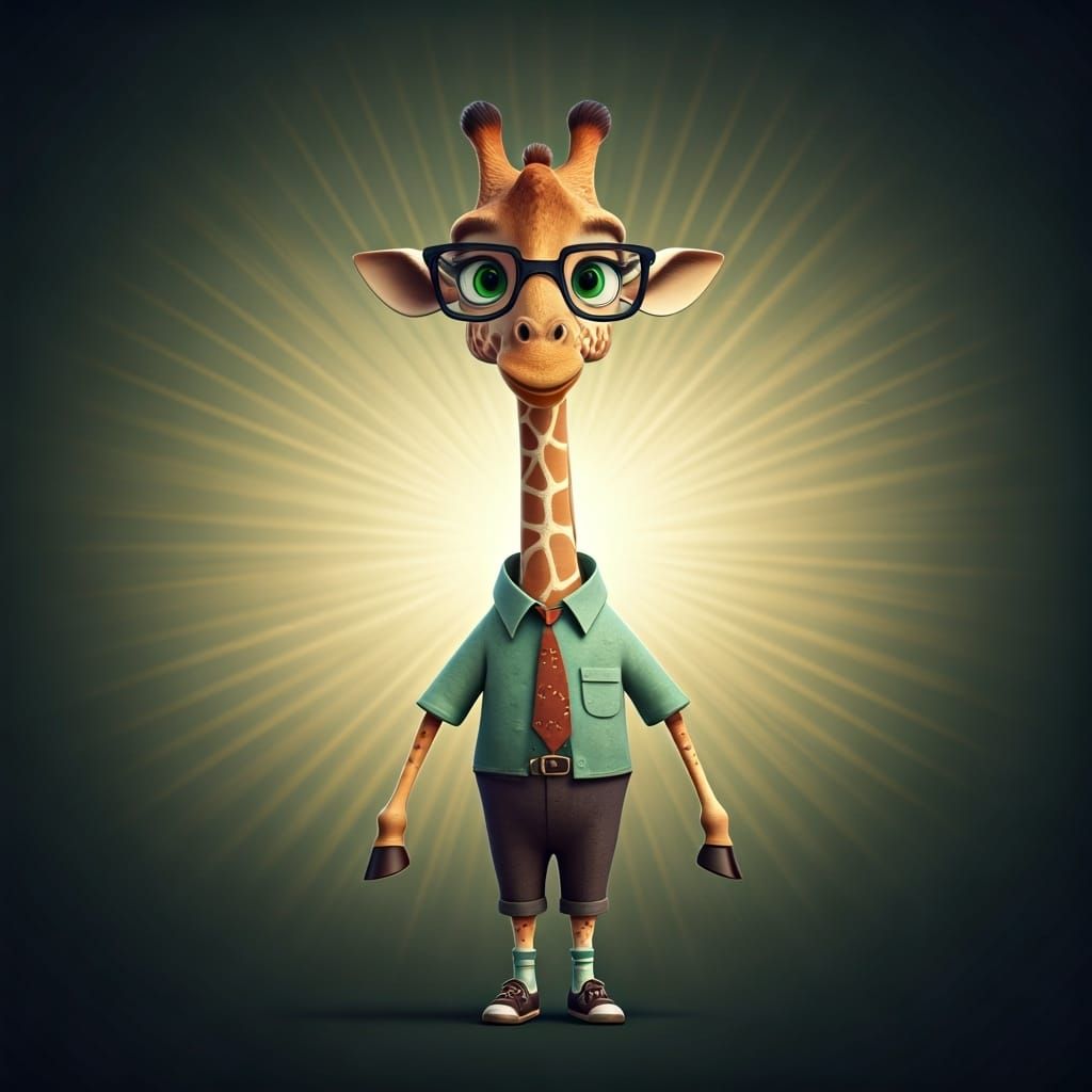 Giraffe Character in Disney Pixar 3D Style