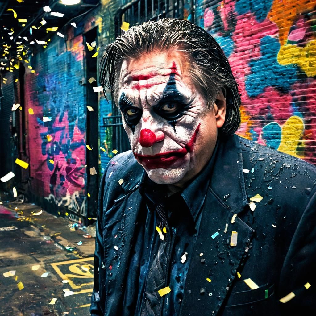 Joker's Urban Chaos in Neon-Lit Alleyway
