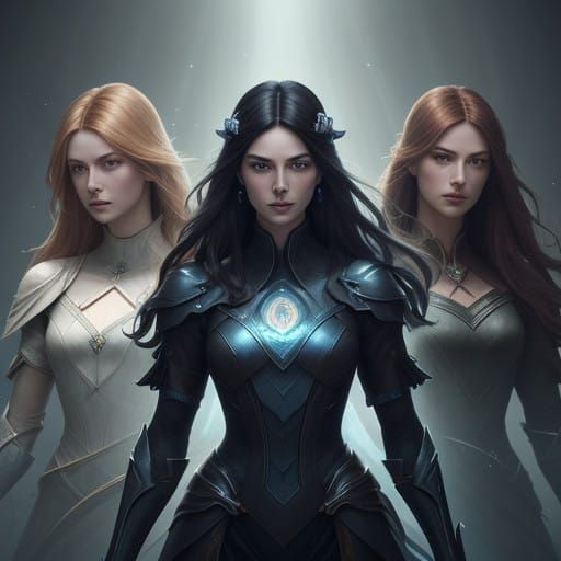 Halliwell Sisters Pose in Elegant, Triadic Formation