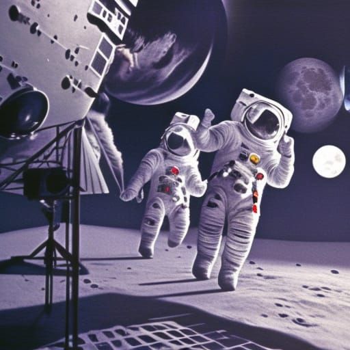 Moon Landing Film Set, Hollywood Studio, Digital Art