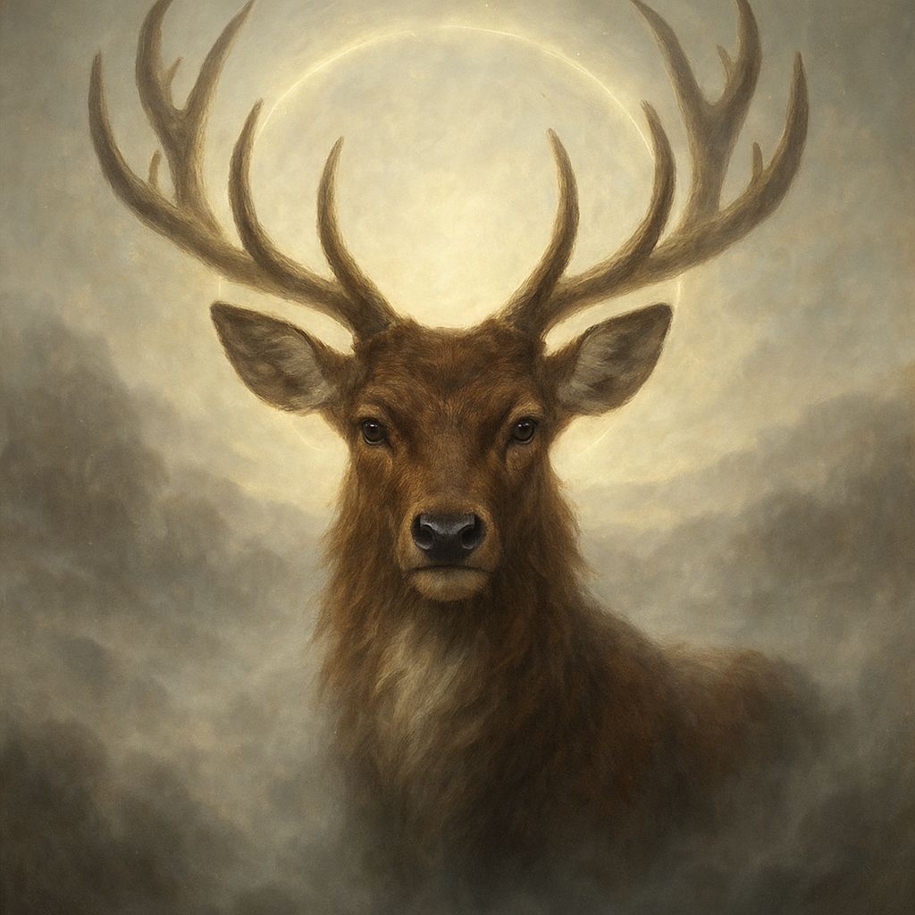 Mystical Deer Portrait with Luminous Aura