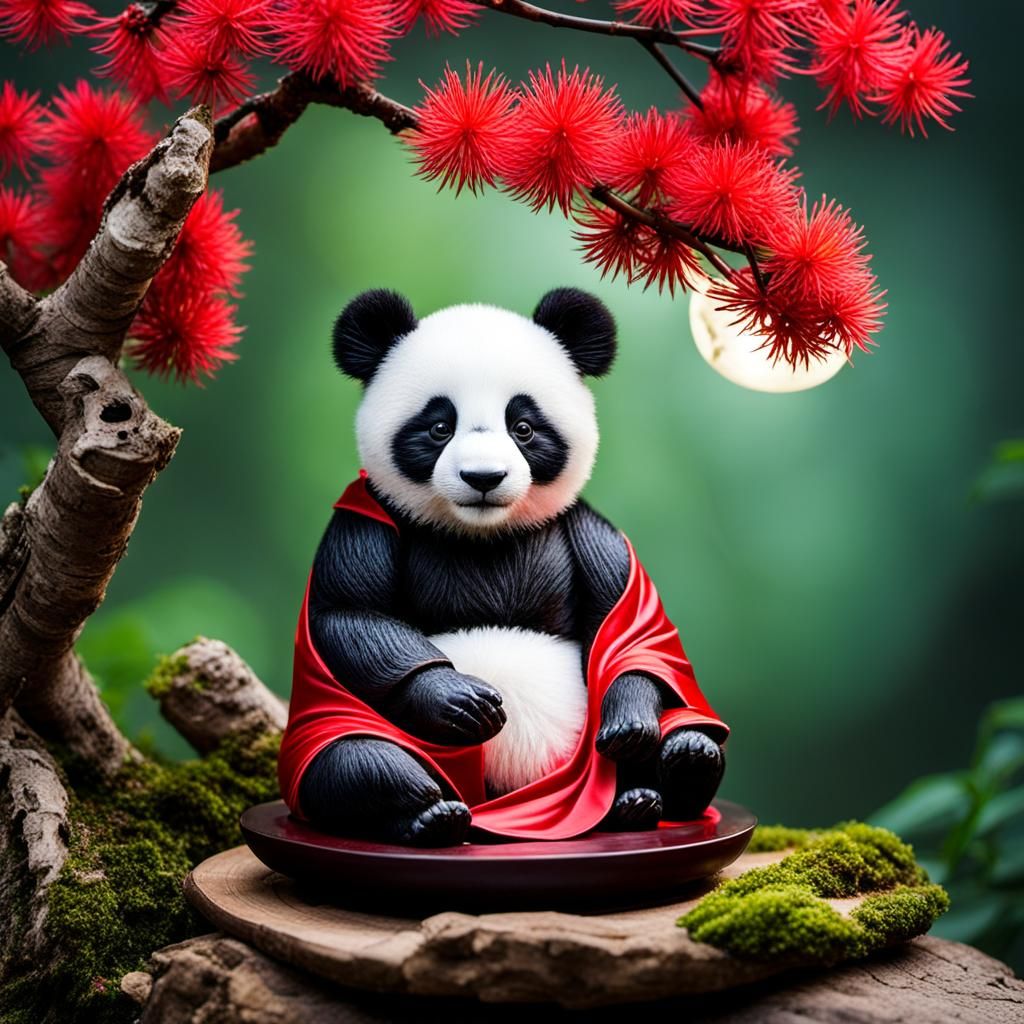 Panda in traditionellem Kimono bekleidet