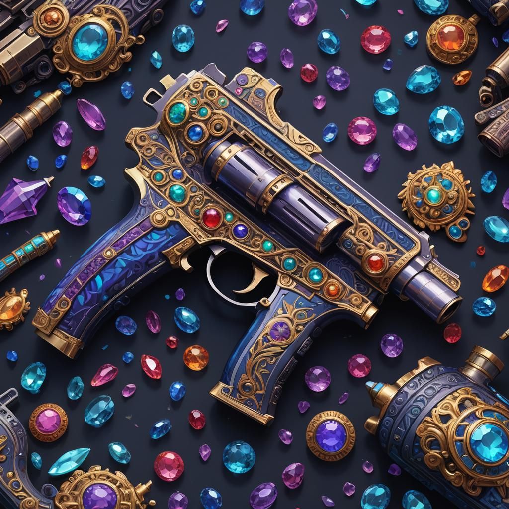 Ornate Gemstone Gun in Fantasy Concept Art