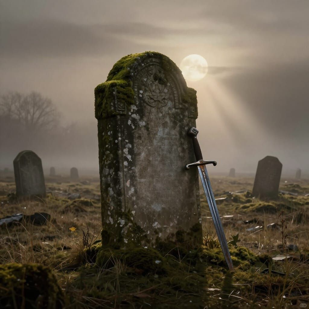 Ancient Gravestone Overlooks Mist-Shrouded Battlefield with ...
