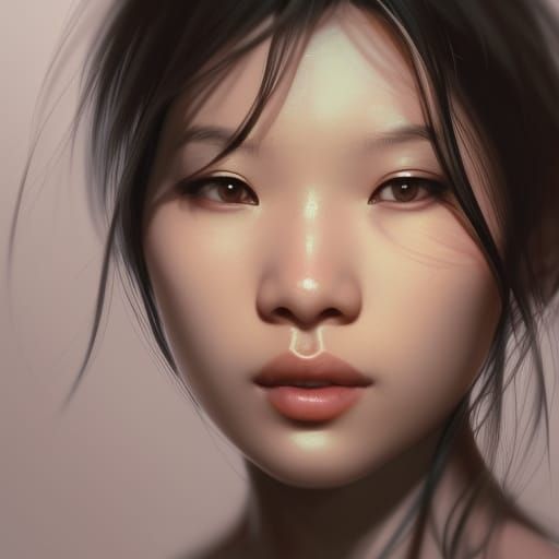 Detailed Asian Girl Portrait in Anime Style
