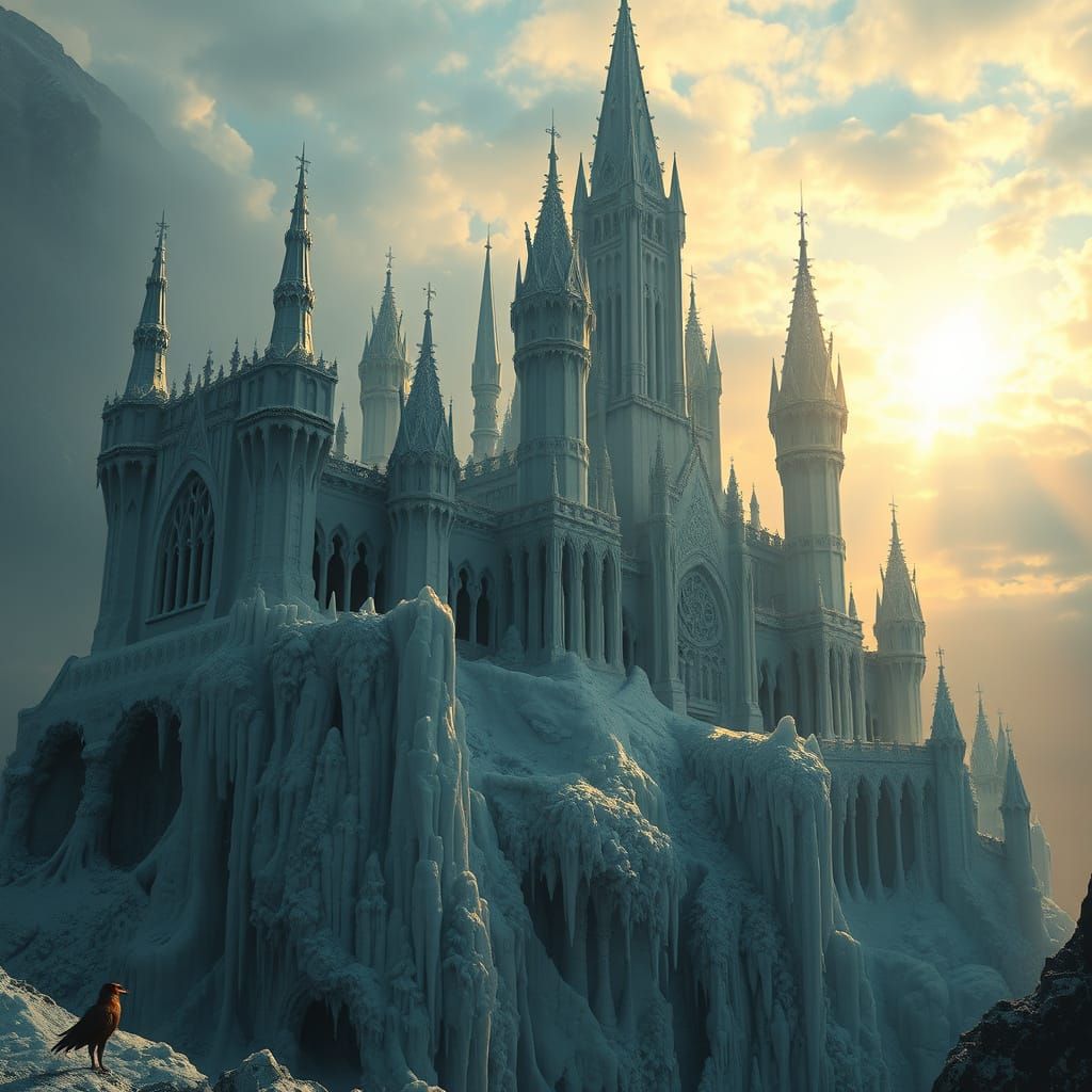 Ice Castle Meltdown: Gothic Art in Scorching Sun