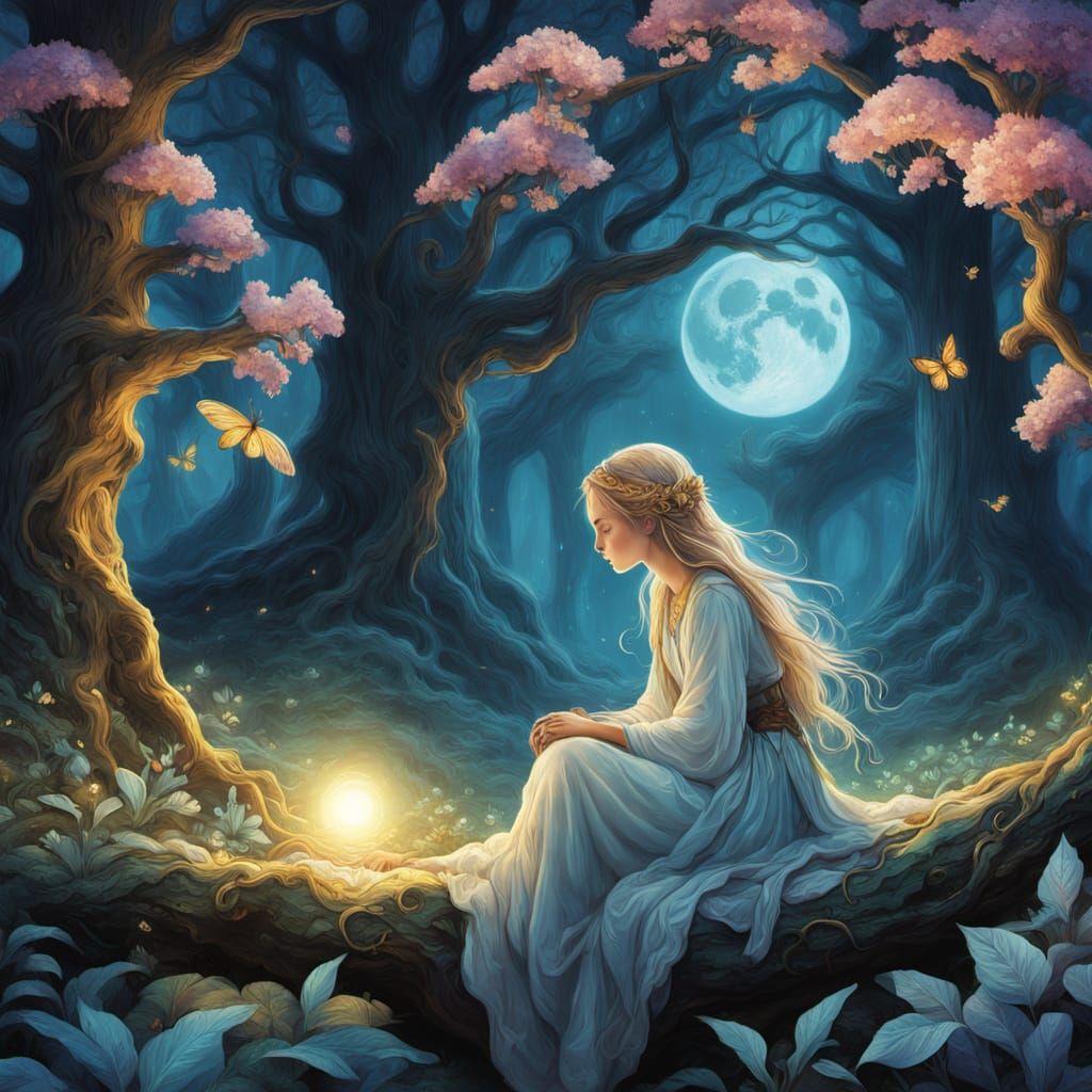 Enchanted Elf in Whispering Woods: A Fantasy Oil Painting