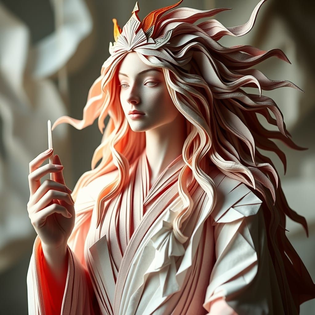 Majestic Origami Lady Godiva in Soft Focus