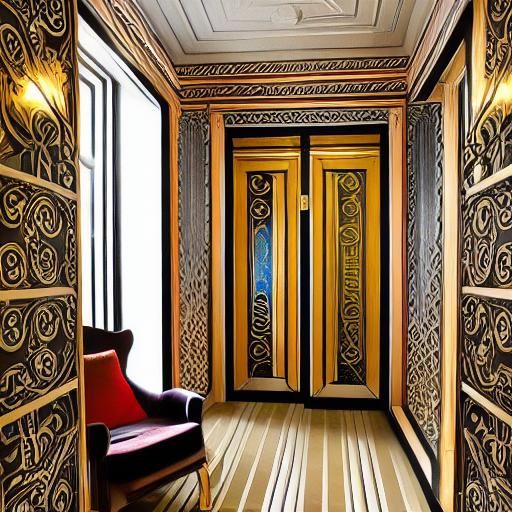 Art Deco Mouse Linen Closet: Ornate Geometric Design