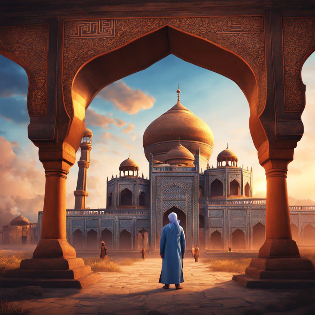 Muslim Figure in Andhra Pradesh Landscape: Fantasy Concept A...