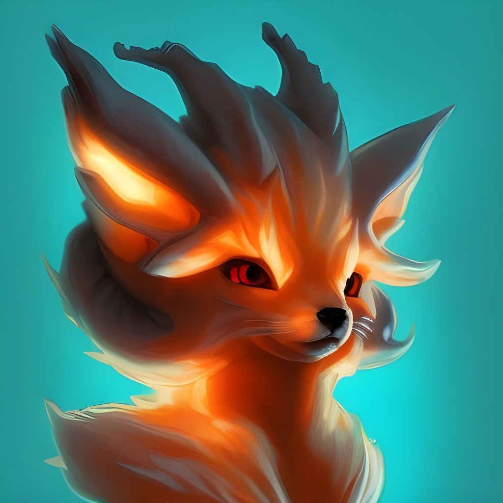 Detailed Demon Fox Portrait in Trending Art Style