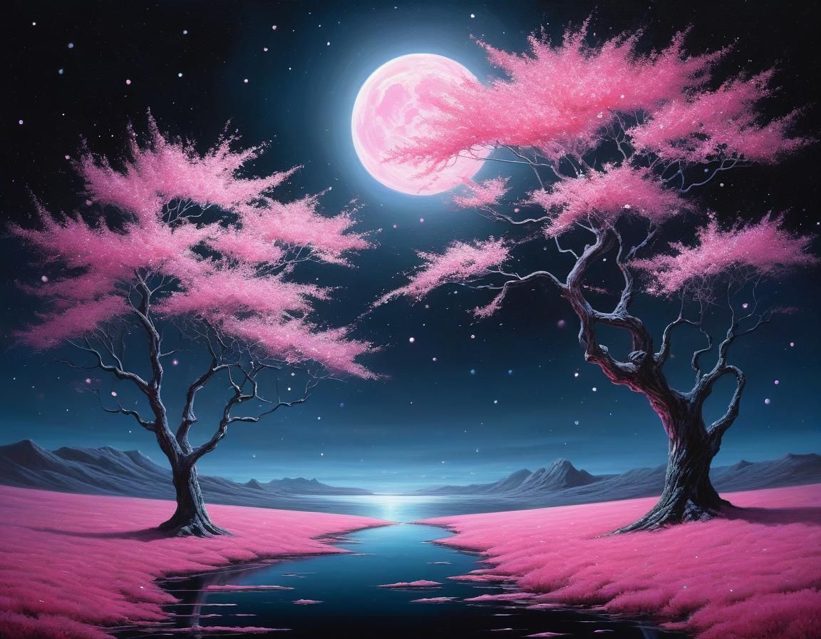 Ethereal Blossoms in Shining Chrome and Pink