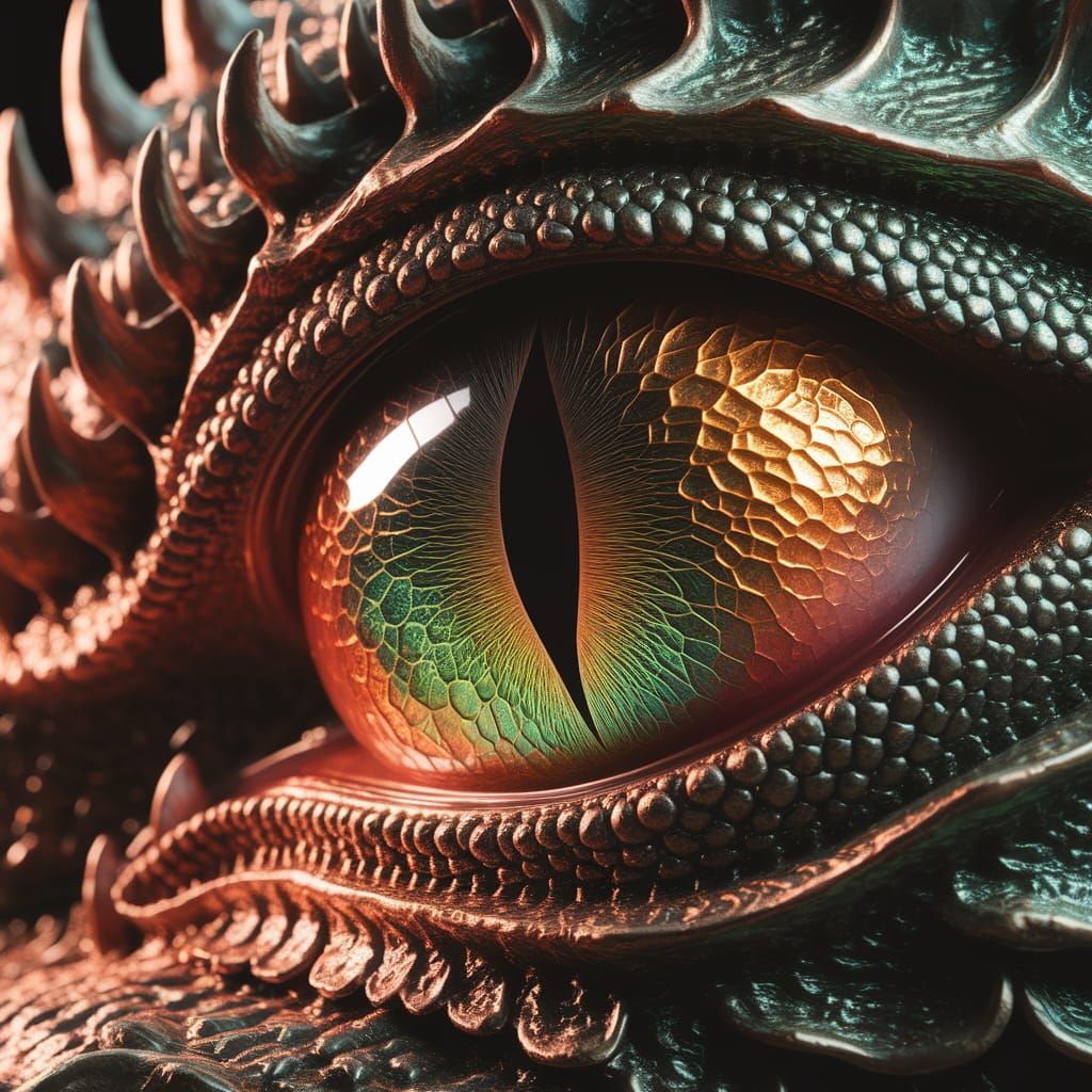 Close-Up Dragon Eye with Intricate Scales