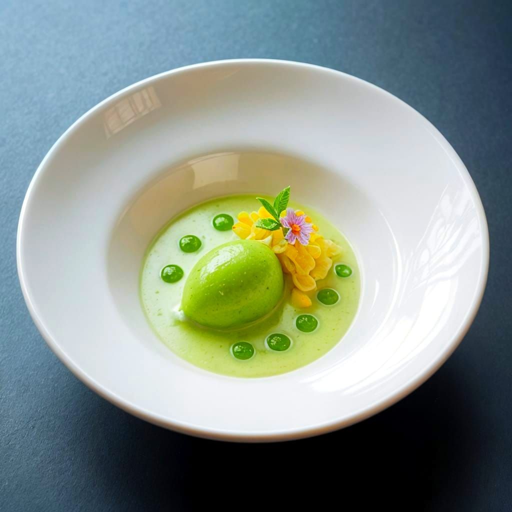 Avant-Garde Fine Dining Dish with Sorbet and Mousse