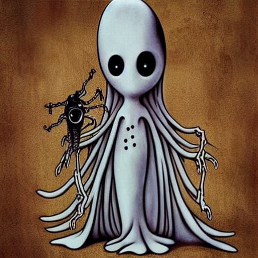 Cute Ghost in Burtonesque Giger Style